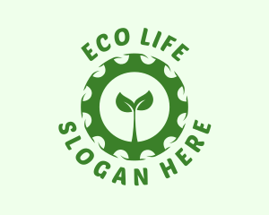 Green Plant Cog logo design