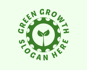 Green Plant Cog logo design