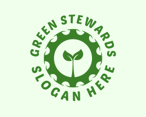 Green Plant Cog logo design