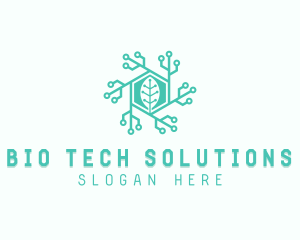 Hexagon Tech Leaf logo design