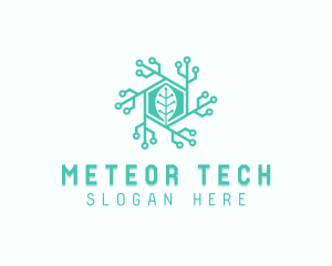 Hexagon Tech Leaf logo design