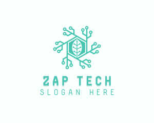 Hexagon Tech Leaf logo design