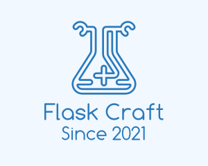 Cross Flask Outline logo design