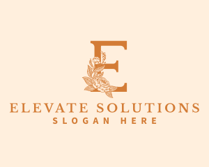 Organic Floral Flower Letter E logo design