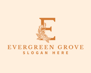 Organic Floral Flower Letter E logo design