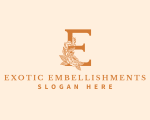 Organic Floral Flower Letter E logo design