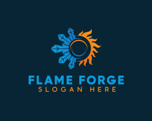 Snowflake Fire Temperature logo design