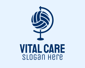 Blue Volleyball Globe  logo