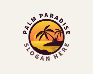 Beach Palm Scenery Destination logo design