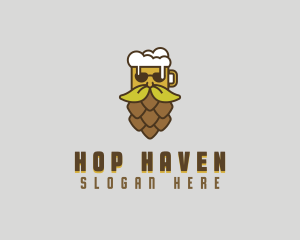 Beer Hop Moustache logo design