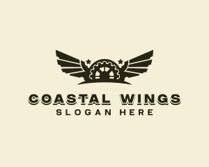 Gear Mechanical Wings logo design