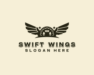 Gear Mechanical Wings logo design