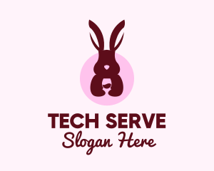 Rabbit Wine Glass logo design