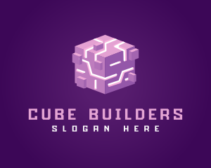 Technology Cube Grid logo design