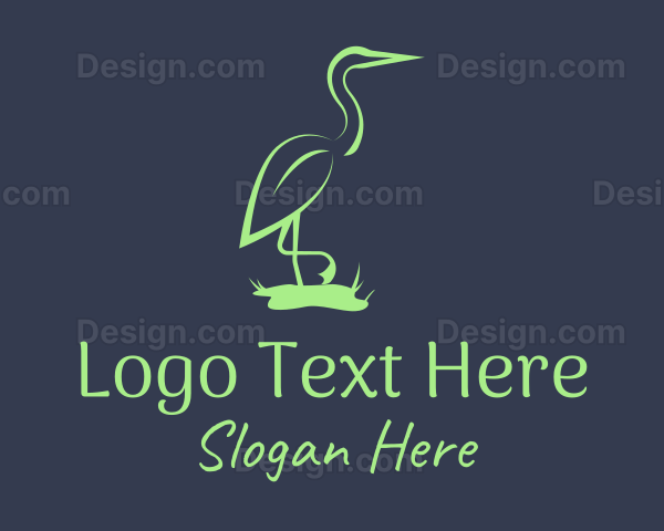 Green Flamingo Bird Leaf Logo