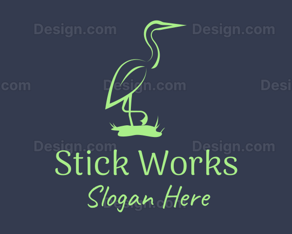 Green Flamingo Bird Leaf Logo