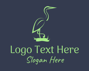 Green Flamingo Bird Leaf logo