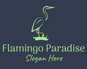 Green Flamingo Bird Leaf logo design