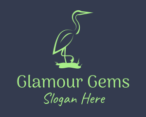 Green Flamingo Bird Leaf logo design