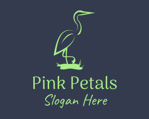 Green Flamingo Bird Leaf logo design