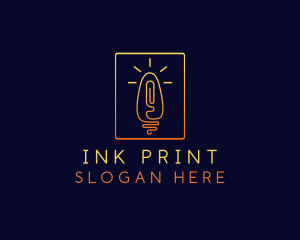 Thumb Print Light Bulb logo design