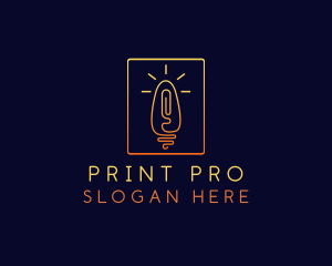 Thumb Print Light Bulb logo design