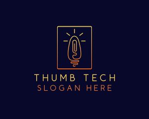 Thumb Print Light Bulb logo