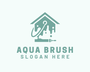 Home Paintbrush Bucket logo design