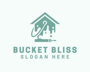 Home Paintbrush Bucket logo design