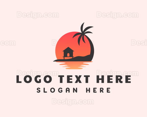 Beach Hut Palm Tree Logo