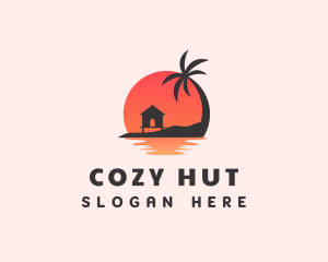 Beach Hut Palm Tree logo design