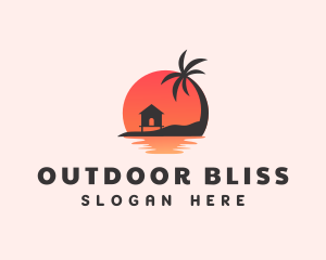 Beach Hut Palm Tree logo design