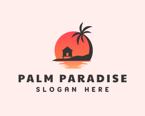 Beach Hut Palm Tree logo design