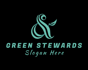 Green Ampersand Calligraphy logo design