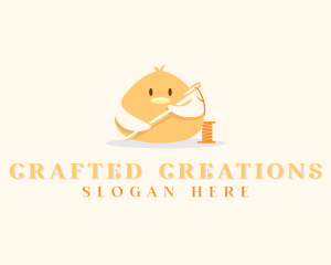 Cute Bird Needle Thread  logo design