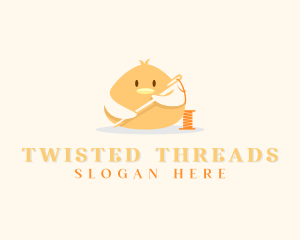 Cute Bird Needle Thread  logo design