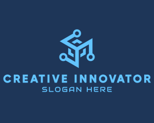 Digital Circuit Cube Innovations logo design