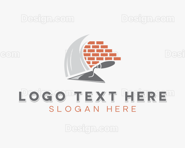 Brick Trowel Plastering Construction Logo