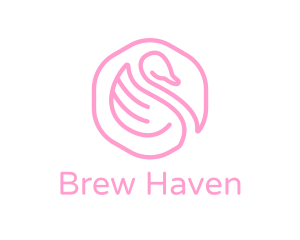 Minimalist Pink Swan logo design