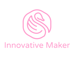 Minimalist Pink Swan logo design