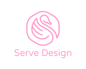 Minimalist Pink Swan logo design