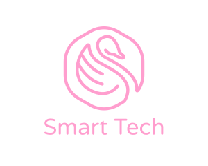 Minimalist Pink Swan logo design