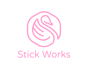 Minimalist Pink Swan logo design