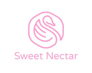 Minimalist Pink Swan logo design