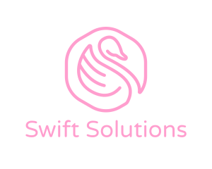 Minimalist Pink Swan logo design