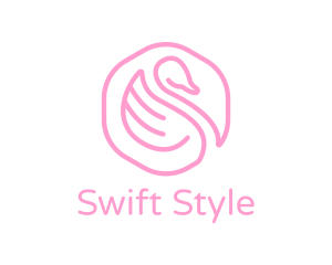 Minimalist Pink Swan logo design