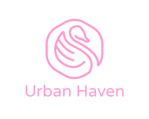 Minimalist Pink Swan logo design