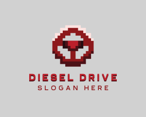 Driving Pixel Steering Wheel logo design