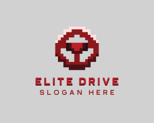 Driving Pixel Steering Wheel logo design