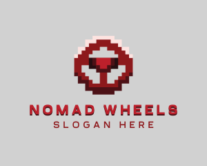 Driving Pixel Steering Wheel logo design